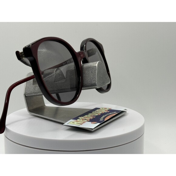 Vintage Oversize Sunglasses NOS Preppy Style Grey Lens Burgundy Frame 80s-90s - Picture 7 of 8